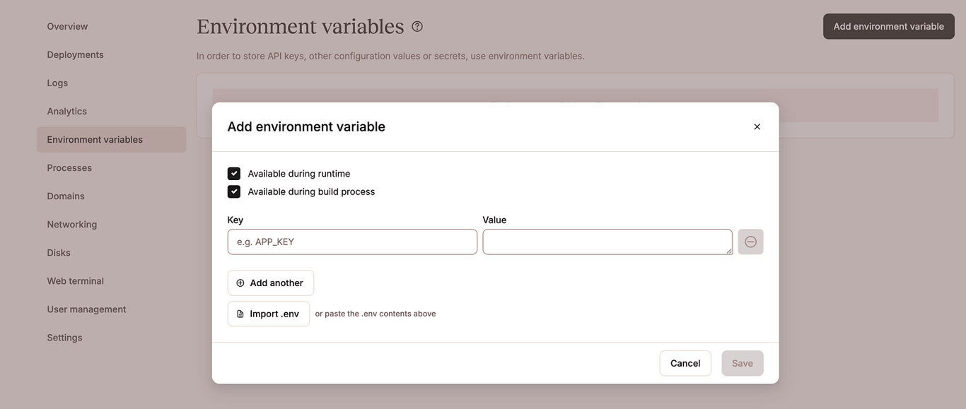 Sevalla Environment Variables