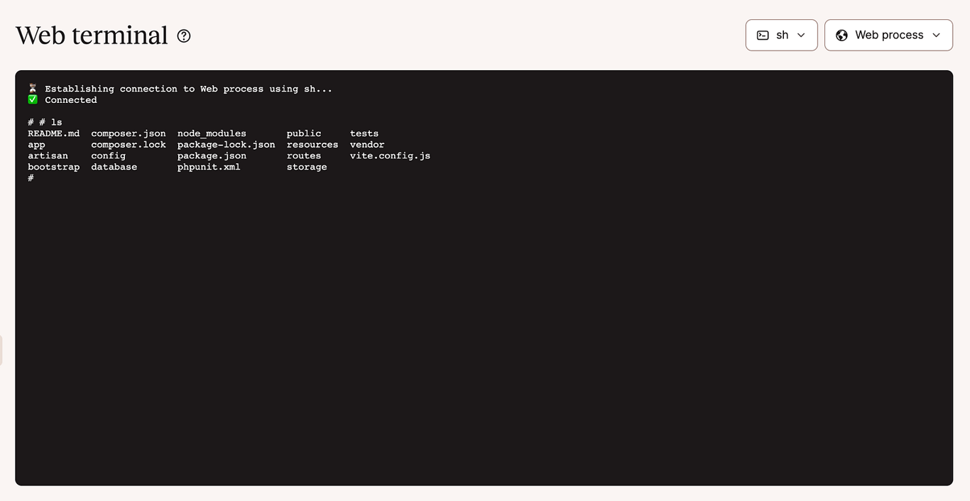 Sevalla Web Terminal