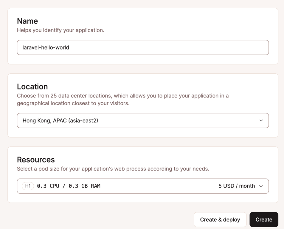 Application options