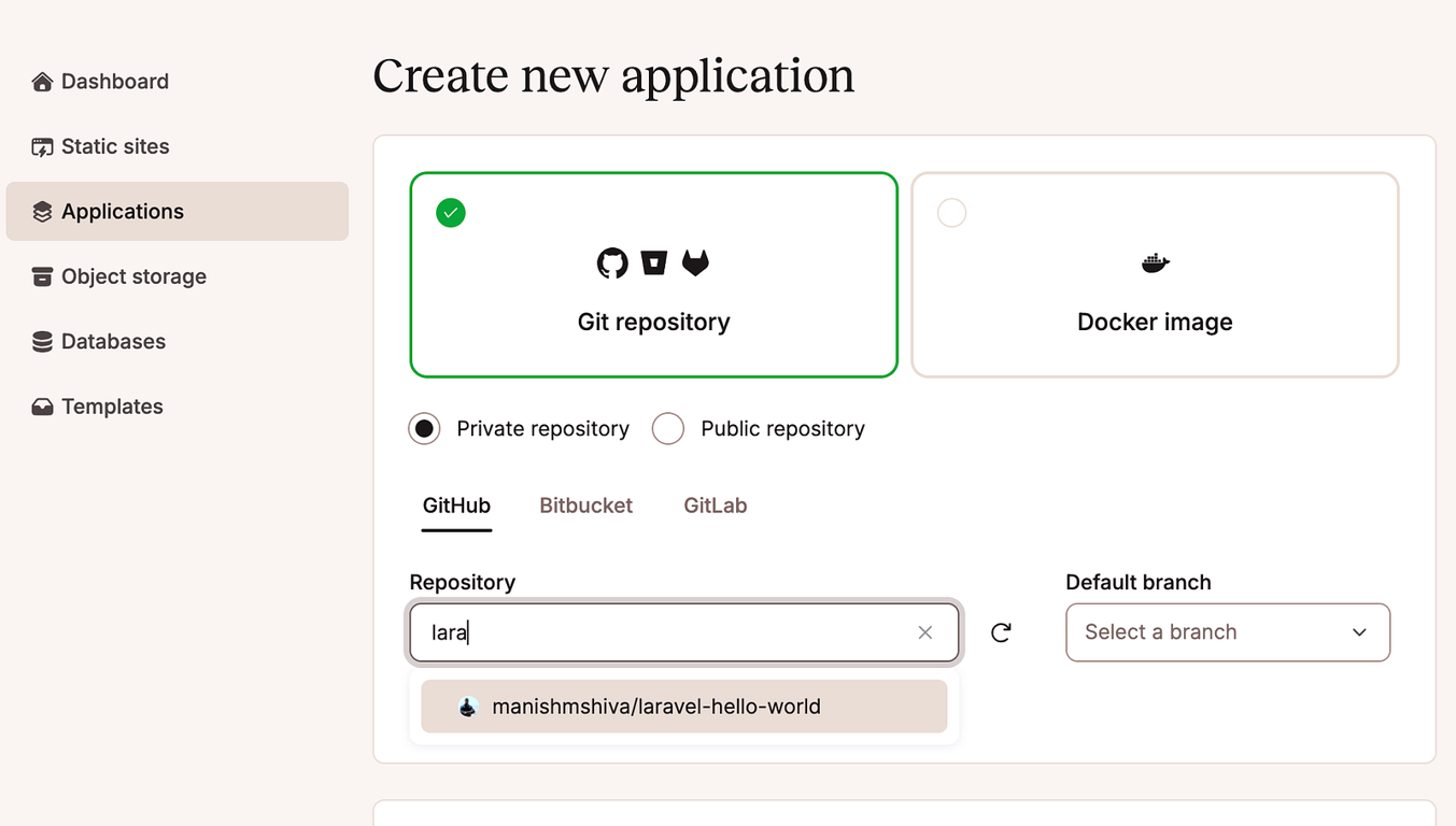 Create a new application
