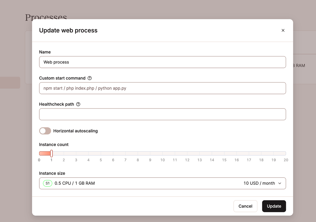Update Process Sevalla