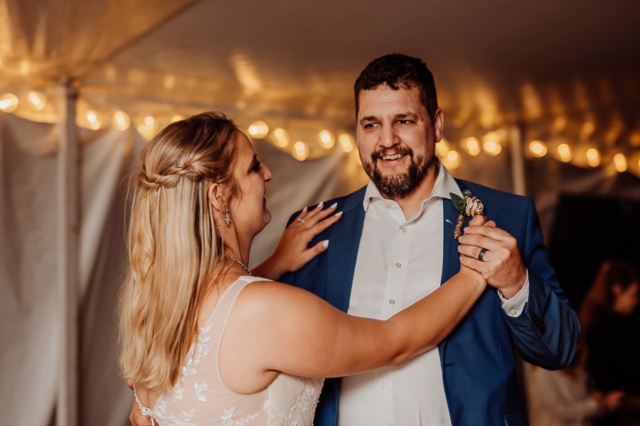Bride and father having first dance at wedding