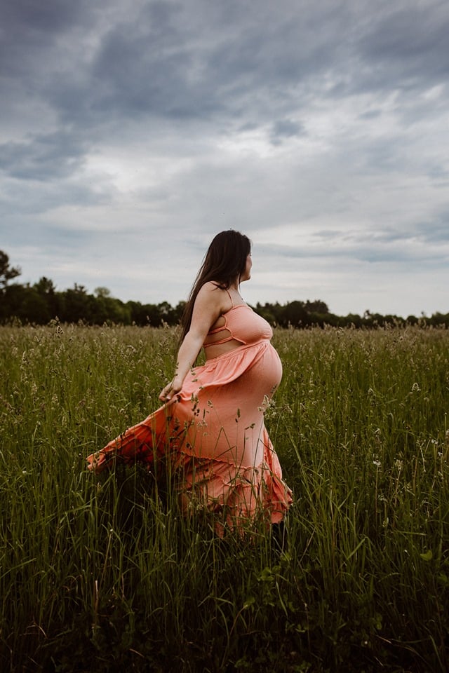 Maine maternity Breezy Photography pregnant boho bohemian lifestyle boudoir photo shoot black bra sweater