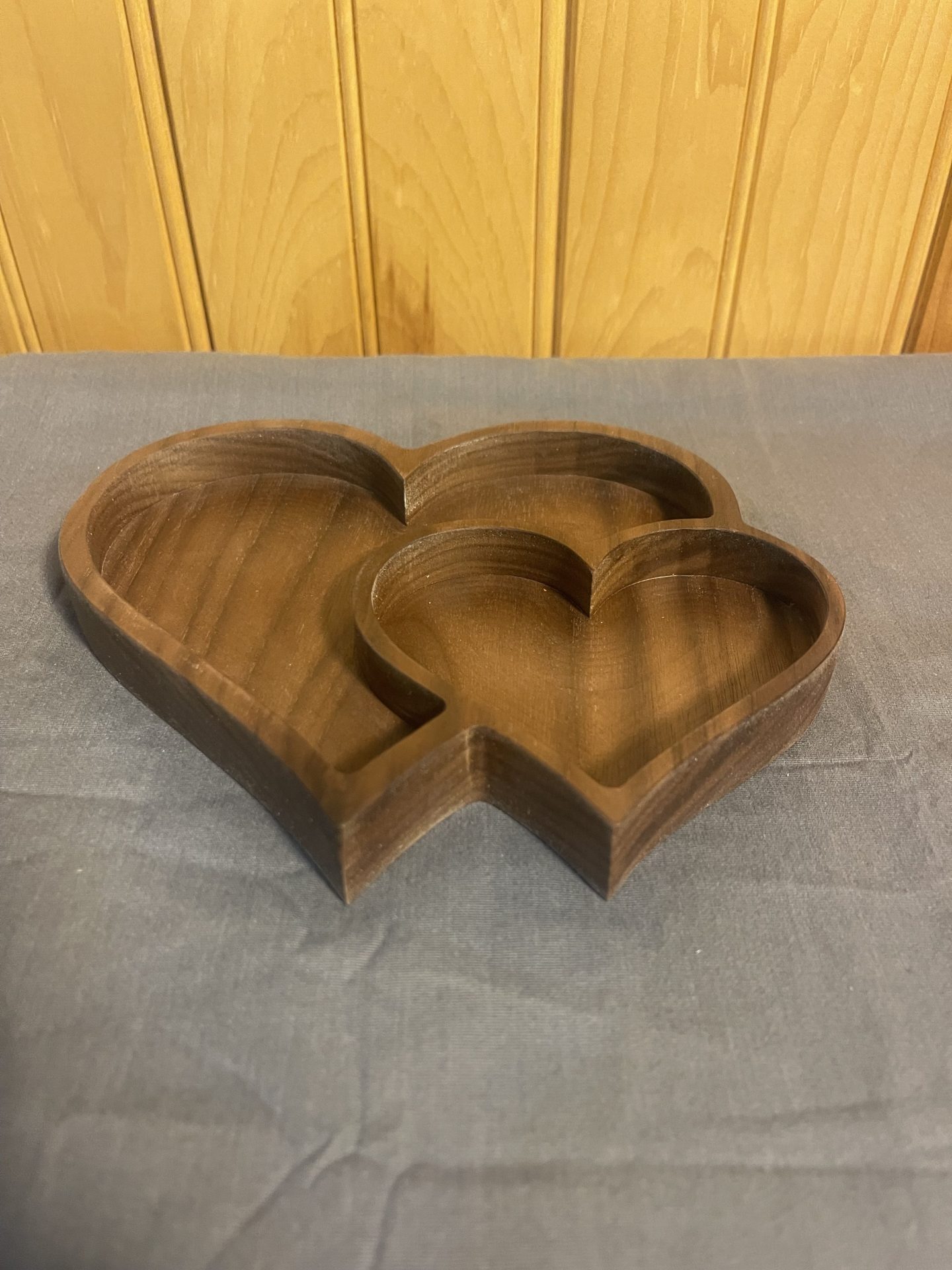 Double heart Walnut catch all bowl