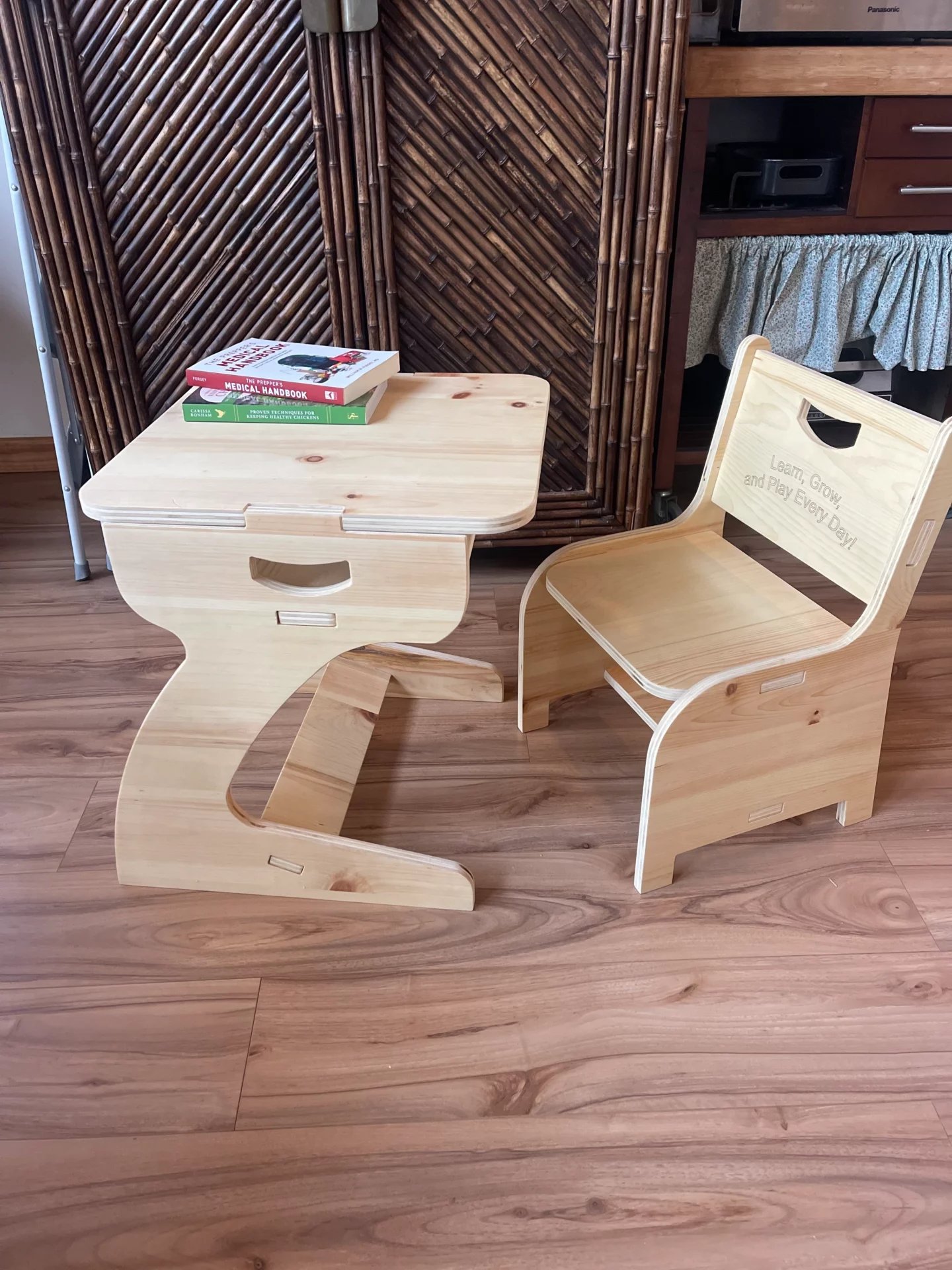 Children’s desk and chair.
