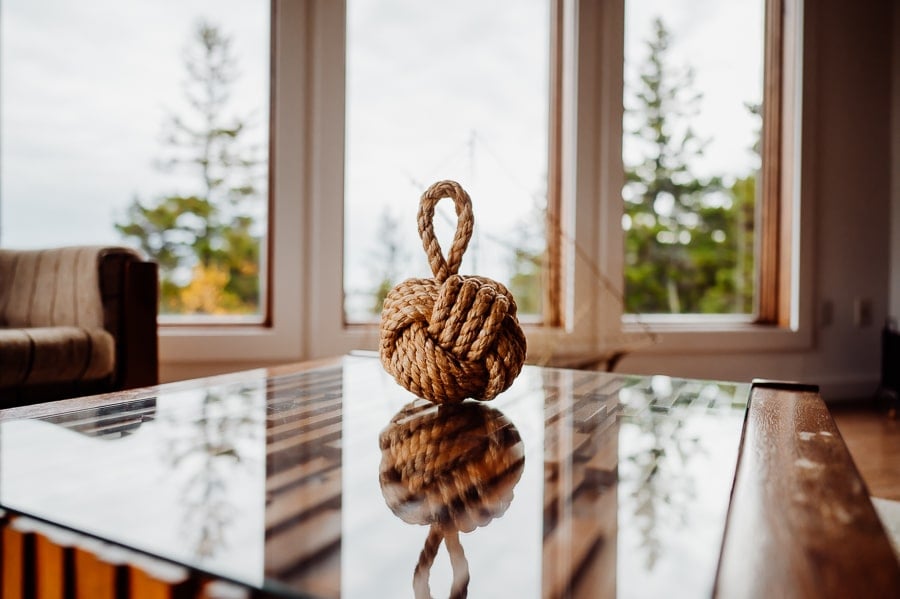 Nautical knot decoration on table in machiasport