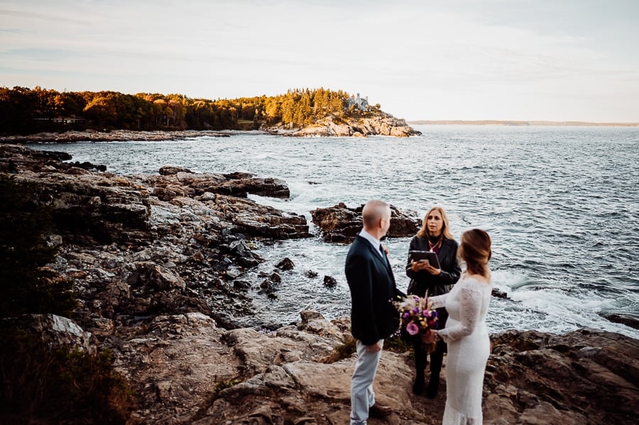 Elopement ceremony at Schoodic Overlook in Acadia national park