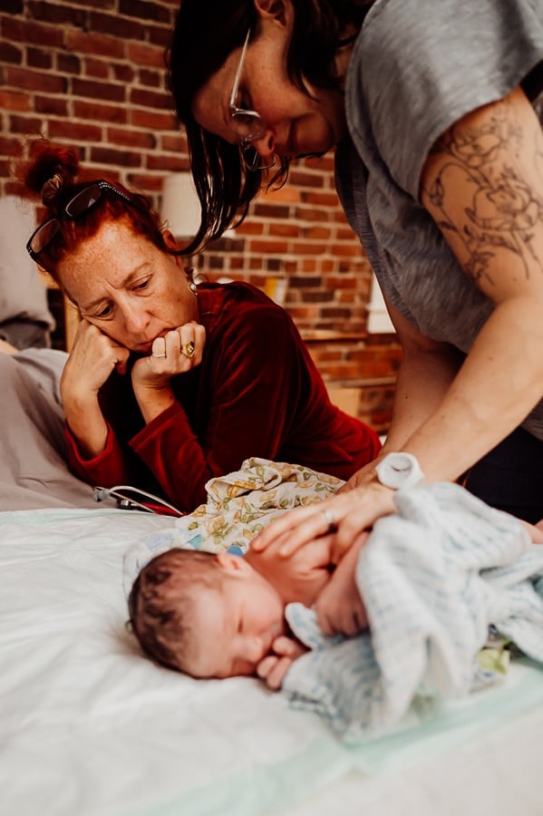 Woman giving birth at Holly No 7 birth Center Bangor Maine