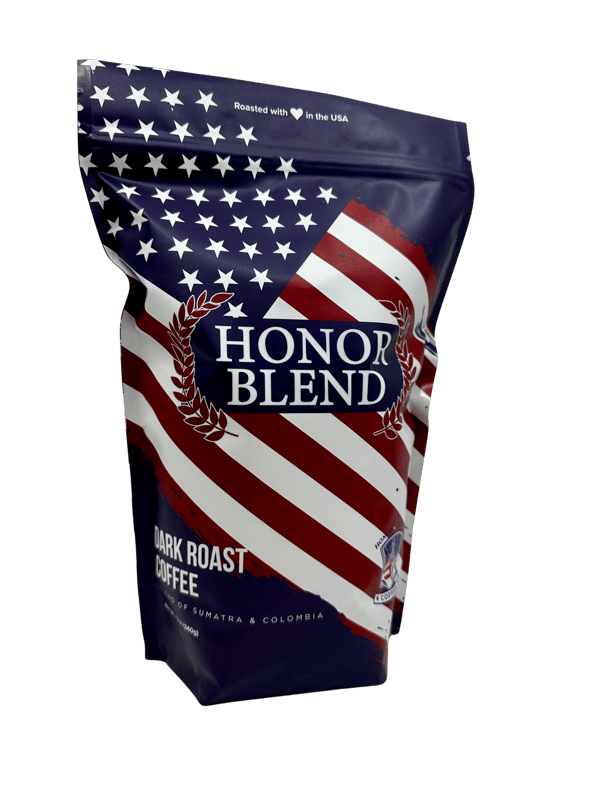 Honor Grounds – Honor Blend Dark Roast Bold and rich with deep, smoky undertones, this dark roast blend of Costa Rica and Sumatra is crafted to honor those who serve. Created in partnership with Honor Grounds Café, every bag stands as a tribute to the service and sacrifice of veterans past, present, and future. With each cup, you support their legacy—because a portion of every sale goes directly to veteran organizations. Strong coffee. Stronger purpose.