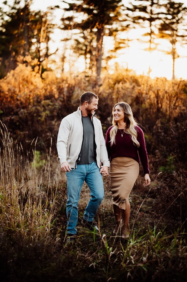 Man and woman walking together and laughing