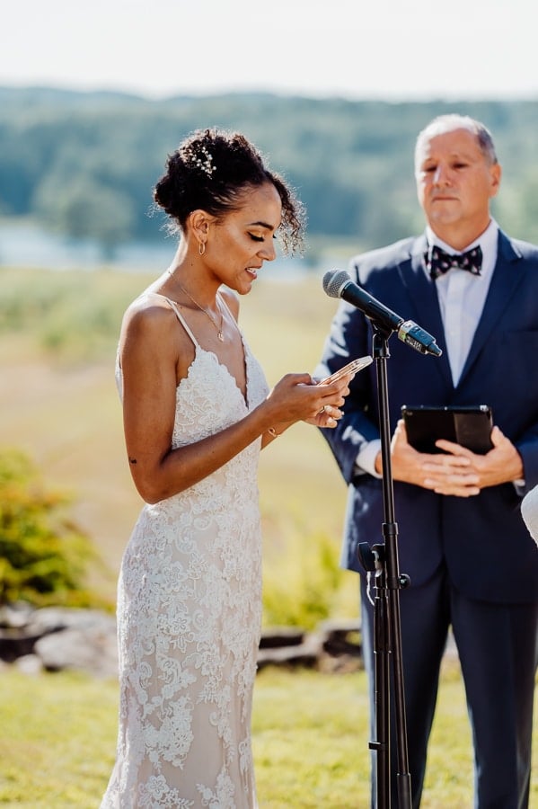 Bride saying vows at walpole wedding