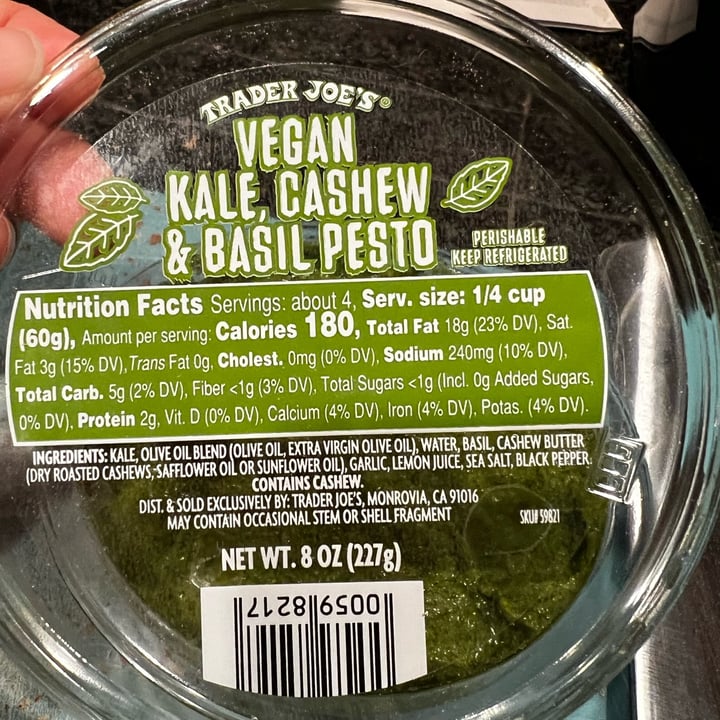 Trader Joe's Vegan Kale, Cashew & Basil Pesto Review abillion