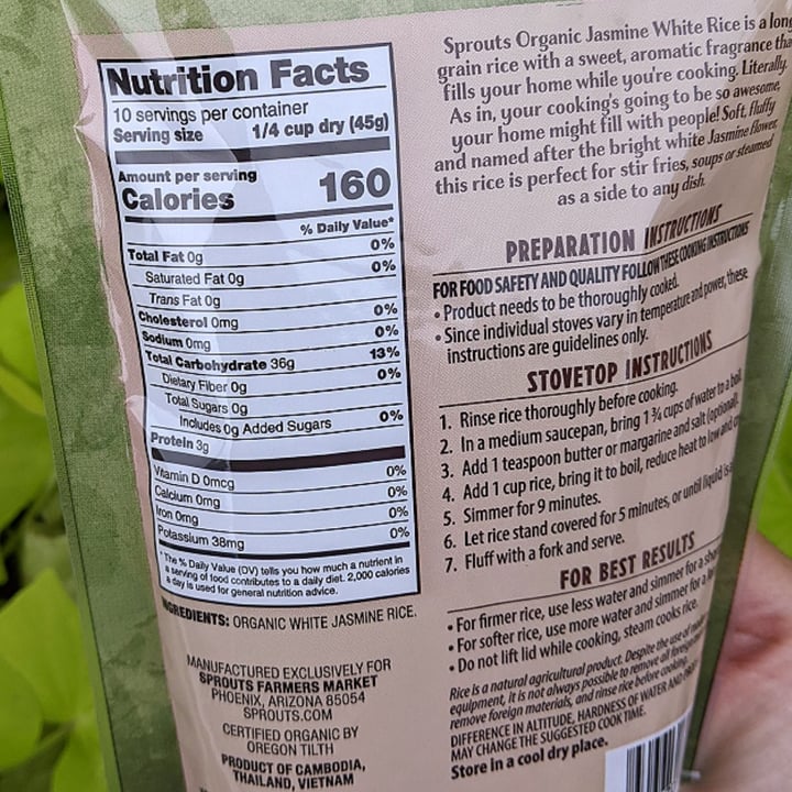 photo of Sprouts Farmers Market Organic Jasmine White Rice shared by @veggieassassin on  26 Feb 2023 - review