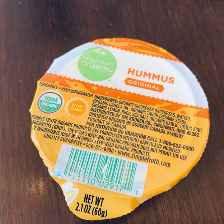 Simple Truth Organic Hummus Original Single Serving Reviews abillion