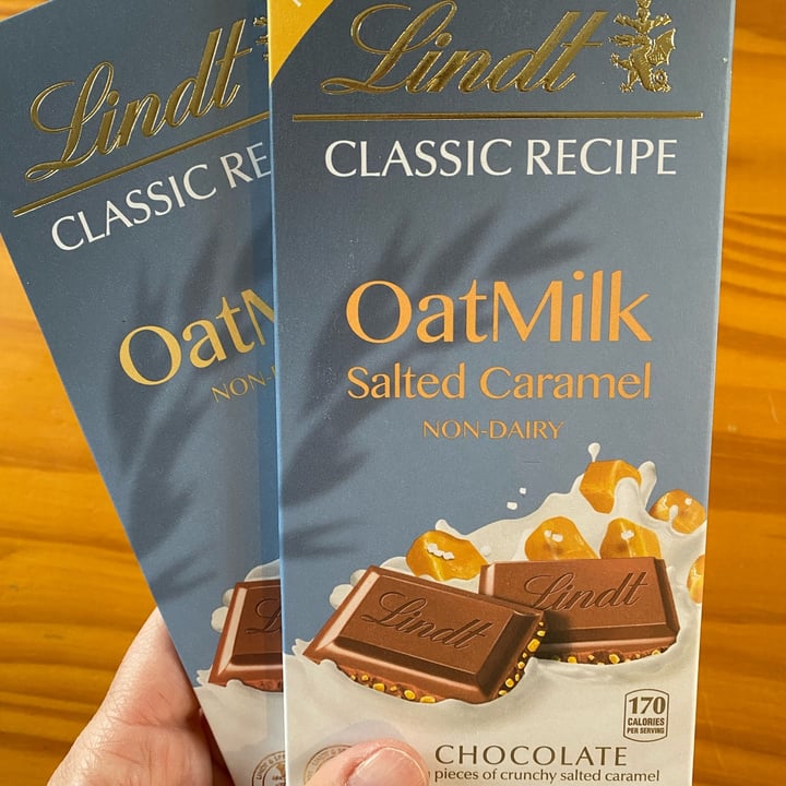 Lindt Non Dairy Oat MIlk Salted Caramel bar Lindt Classic Recipe Oat