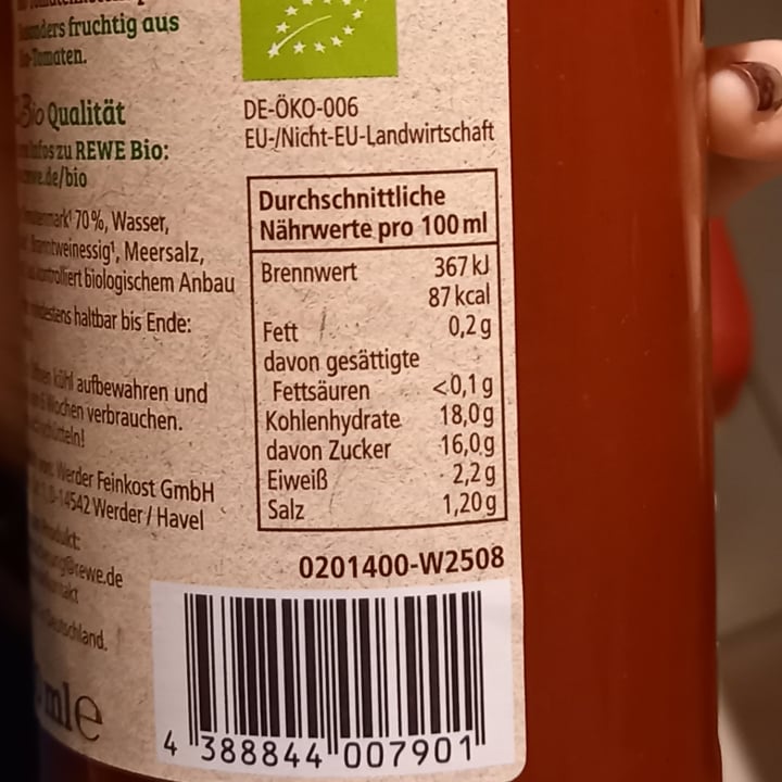 review photo of Rewe Bio Tomatenketchup shared by @anameier on 28 Nov 2021 - review