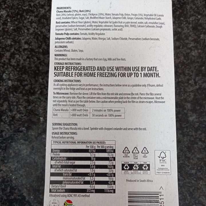 review photo of Pick n Pay Chana Masala & Roti shared by @heikesletcher on 17 Aug 2021 - review