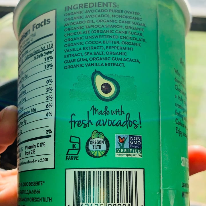 review photo of Cado Avocado Ice Cream Avocado frozen dessert, mint chocolate chip shared by @iamgodschild on 05 Nov 2021 - review