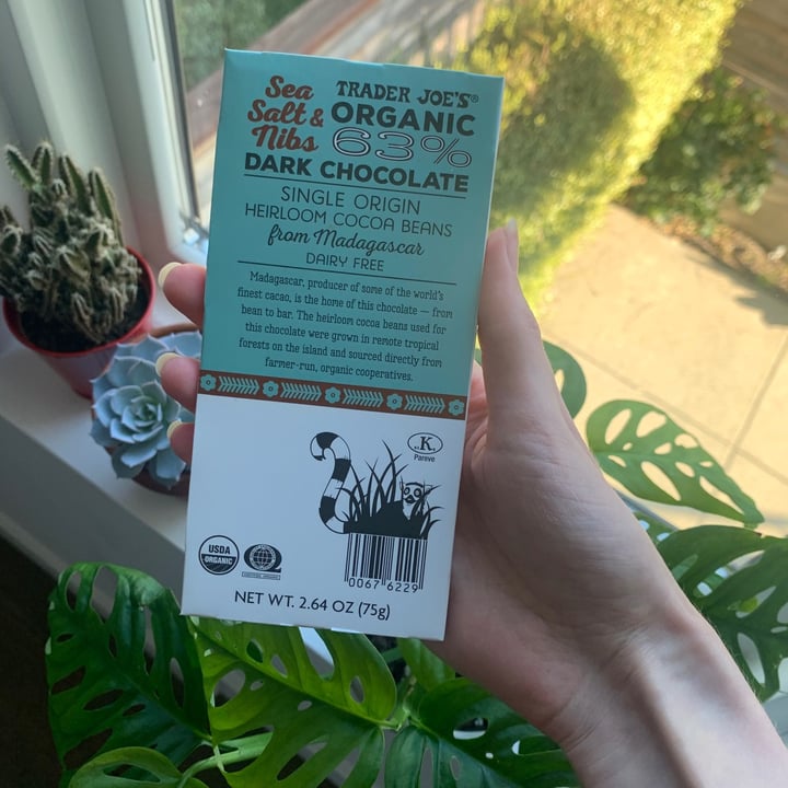 Trader Joe's Sea Salt & Nibs Dark Chocolate Review abillion