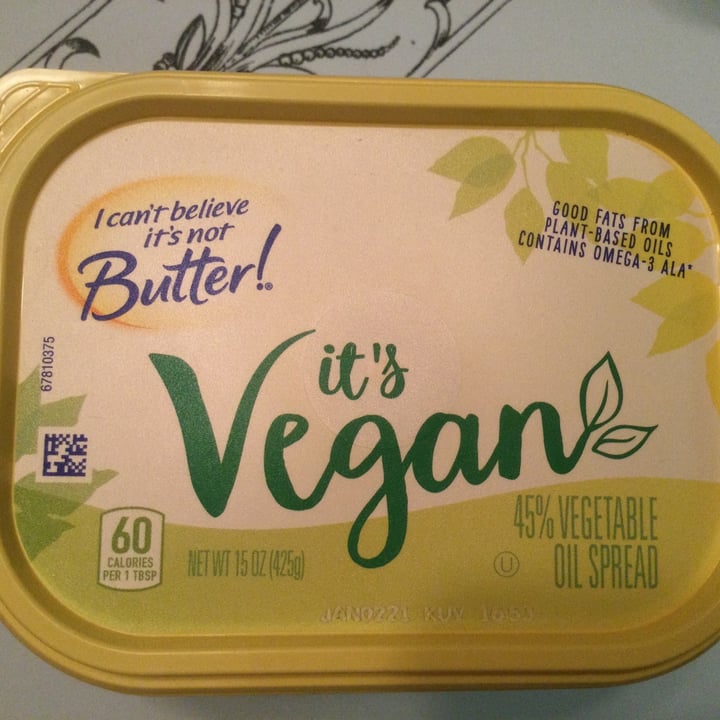 I Can't Believe It's Not Butter! It's Vegan (45 Vegetable Oil Spread