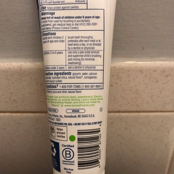 Tom's of Maine children’s toothpaste Review abillion