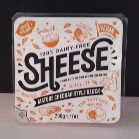 Sheese, Mature cheddar style block, cheese, dairy alternatives, food, review