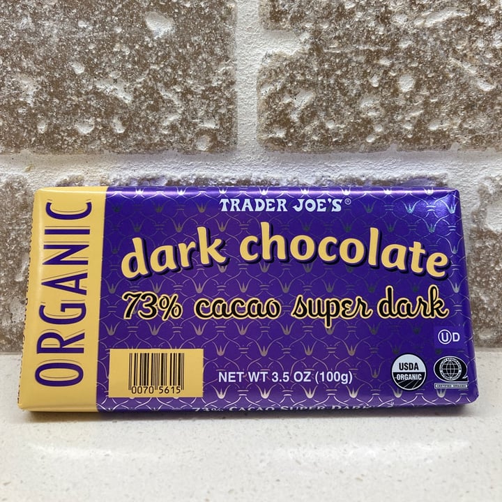 Trader Joe's Organic dark chocolate 73 cacao super dark chocolate with almonds Review abillion