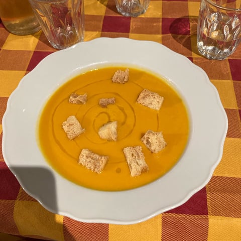 crema di zucca e porri con crostini