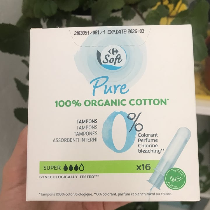 Carrefour soft green Tampons Pure 100 Organic Cotton Reviews abillion