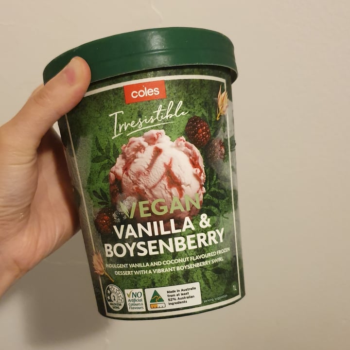 coles vegan vanilla & boysenberry Ice cream Review abillion