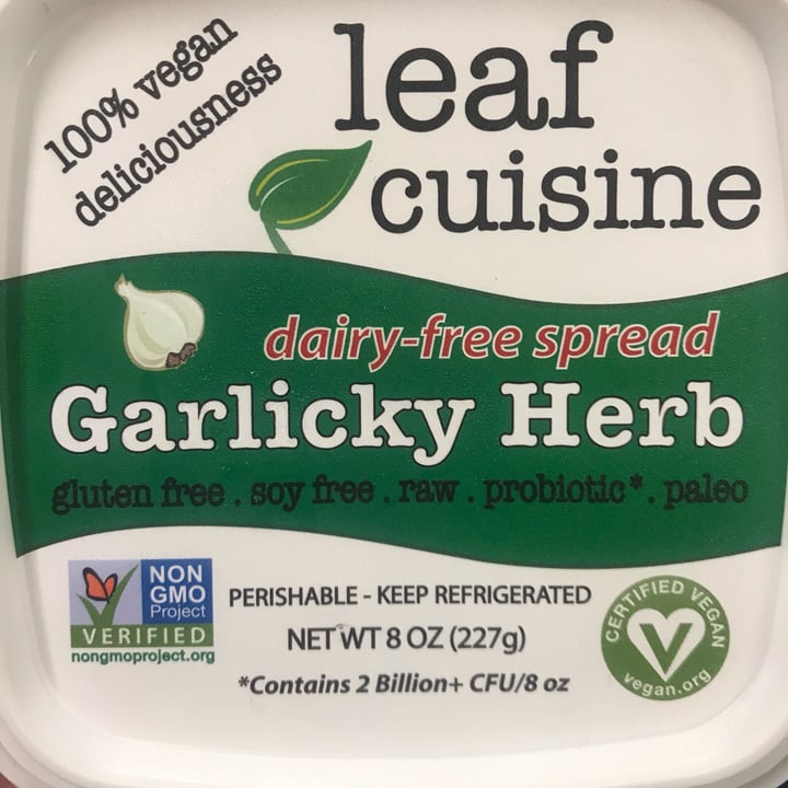 Leaf Cuisine Garlicky Herb Dairy Free Spread Review abillion