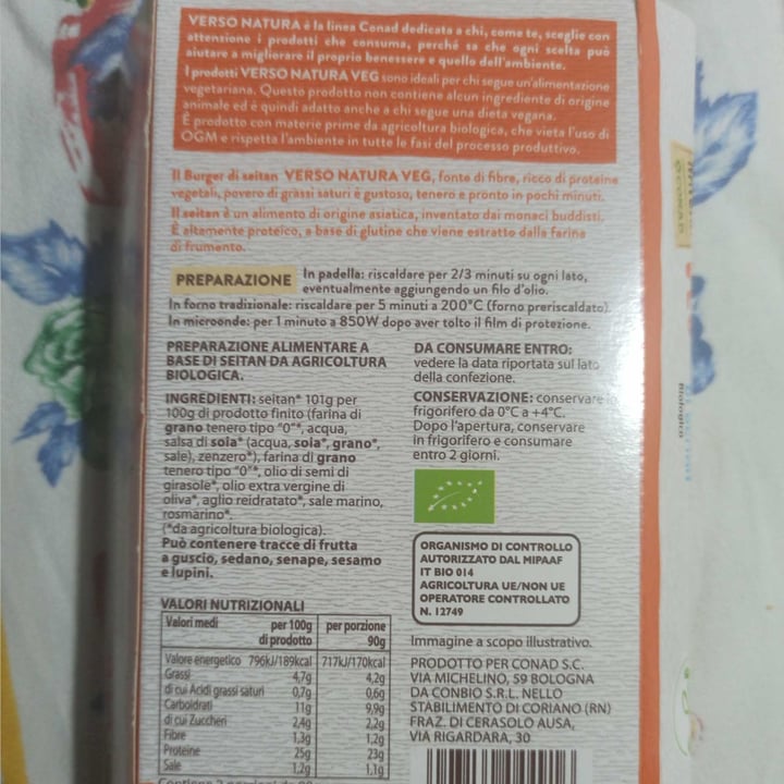 Verso Natura Conad Veg Burger Di Seitan Biologico Review abillion