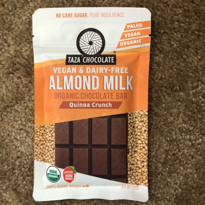 Taza Chocolate Almond Milk Chocolate Quinoa Crunch Bar Review abillion