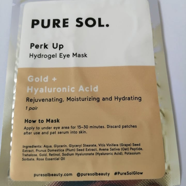 PURE SOL. Perk up hydrogel eye mask Review abillion