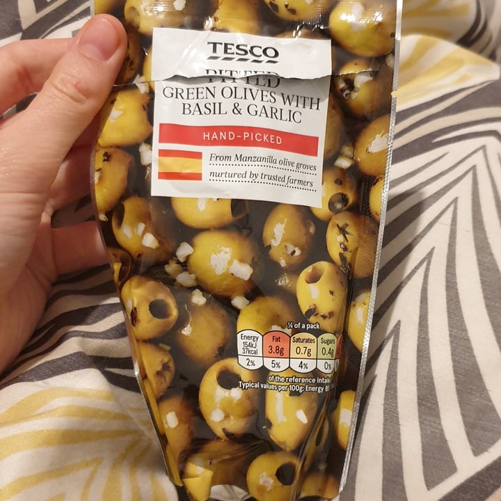 Tesco Pitted Green Olives With Basil And Garlic Reviews abillion