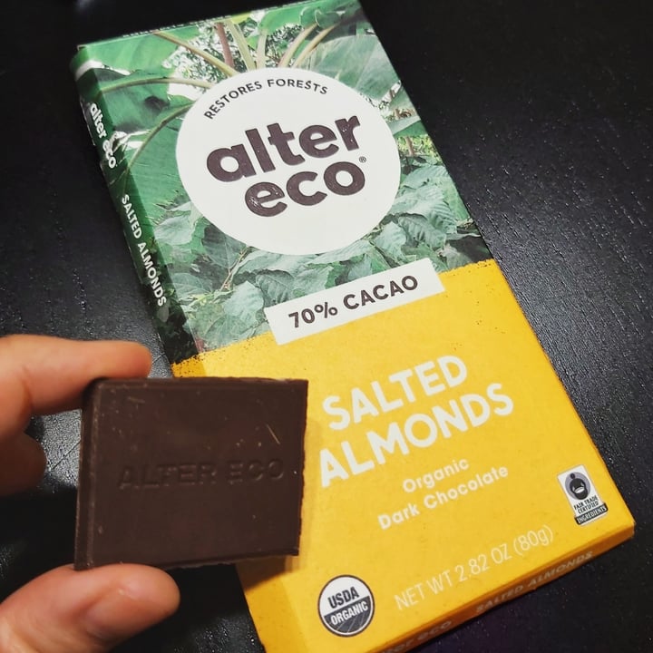 Alter Eco Deep Dark Salted Almonds Organic Chocolate Review abillion