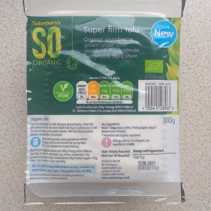 Sainsbury's So Organic Super Firm Tofu Review abillion