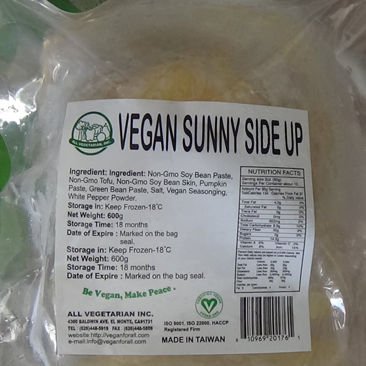 All Vegetarian Inc. Vegan Sunny Side Up Review abillion