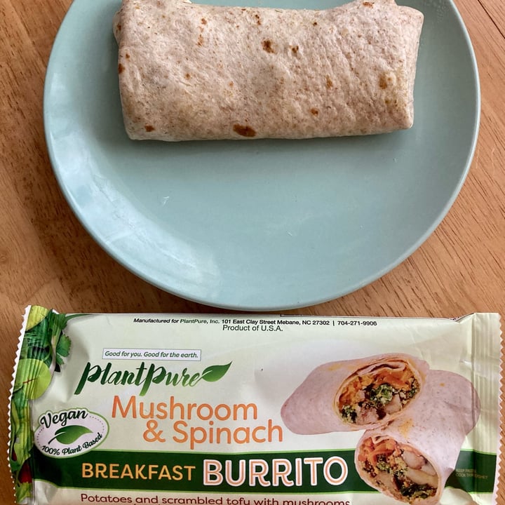 Plant pure Mushroom and Spinach Breakfast Burrito Review abillion