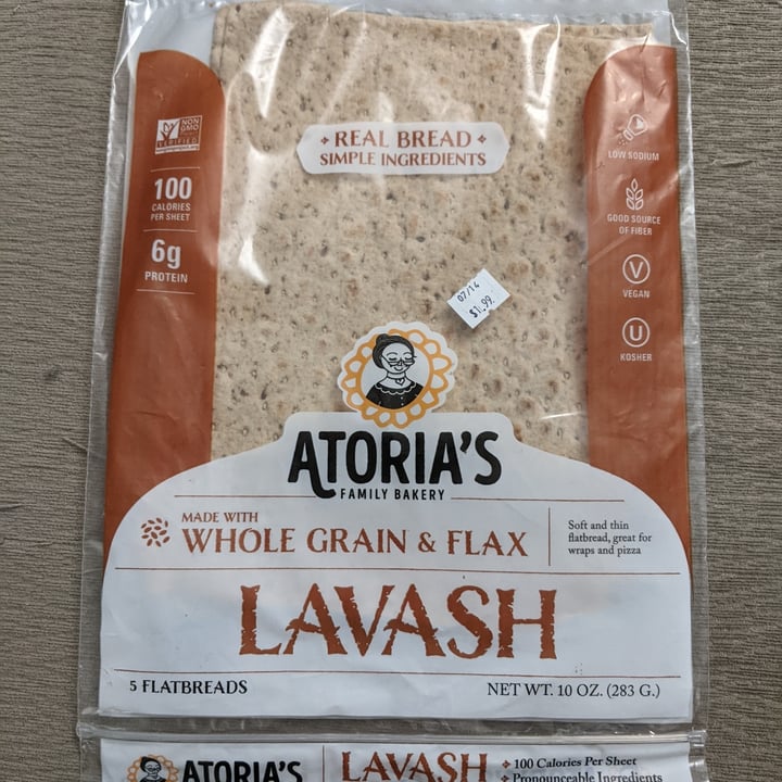 Atoria's Family Bakery Whole Grain & Flax lavash Review abillion