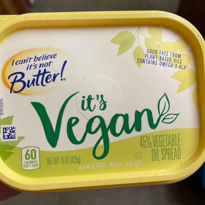 I Can't Believe It's Not Butter! It's Vegan (45 Vegetable Oil Spread