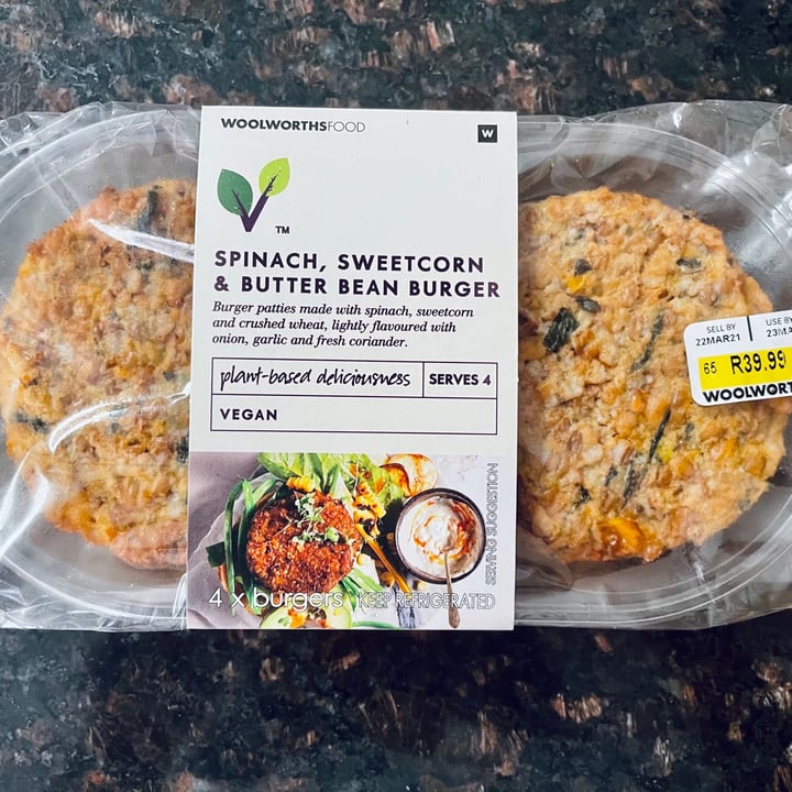 Woolworths Spinach, sweet corn & butter bean burgers Review abillion