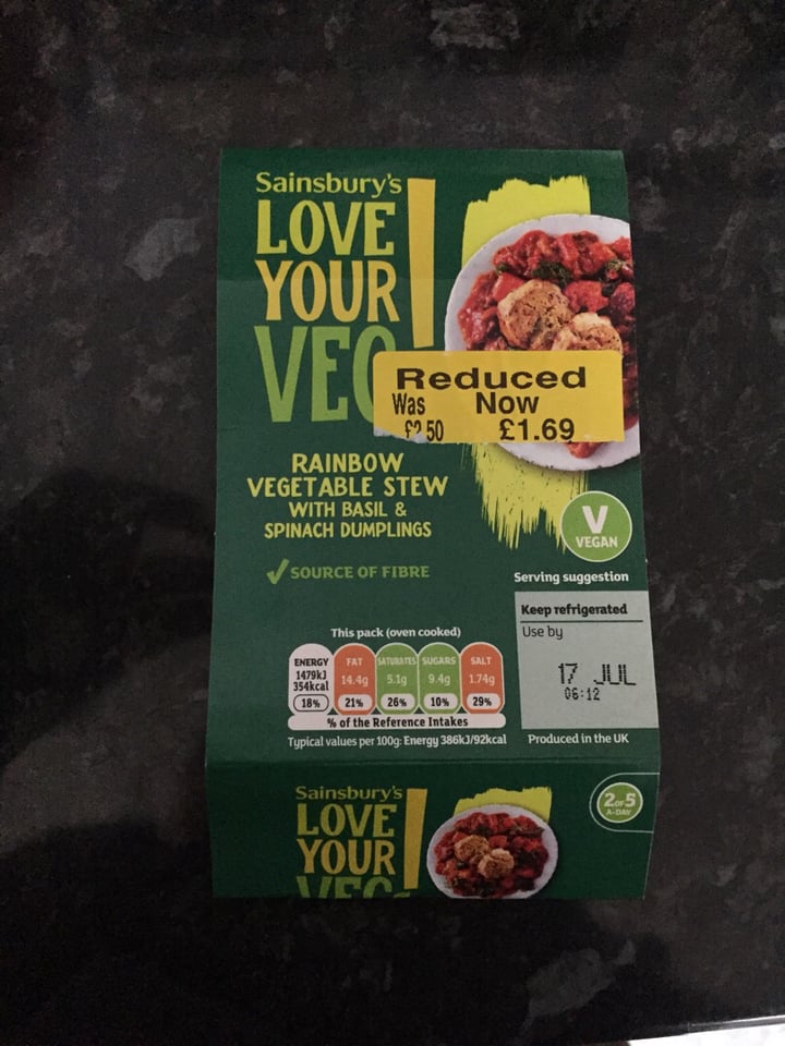 Sainsbury's Rainbow vegetable stew and dumplings Review abillion