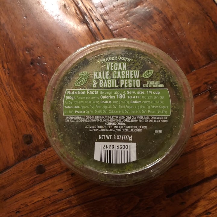 Trader Joe's Vegan Kale, Cashew & Basil Pesto Review abillion