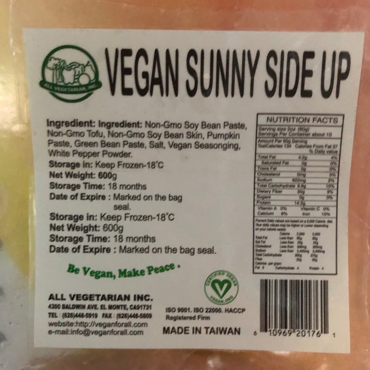 All Vegetarian Inc. Vegan Sunny Side Up Review abillion