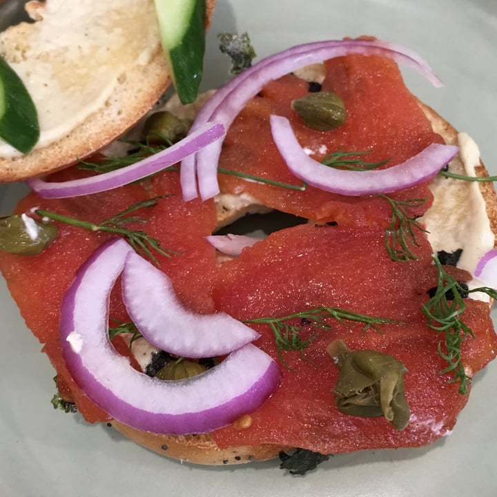 Shift Eatery Surry Hills, Australia Vegan Salmon Bagel Review abillion