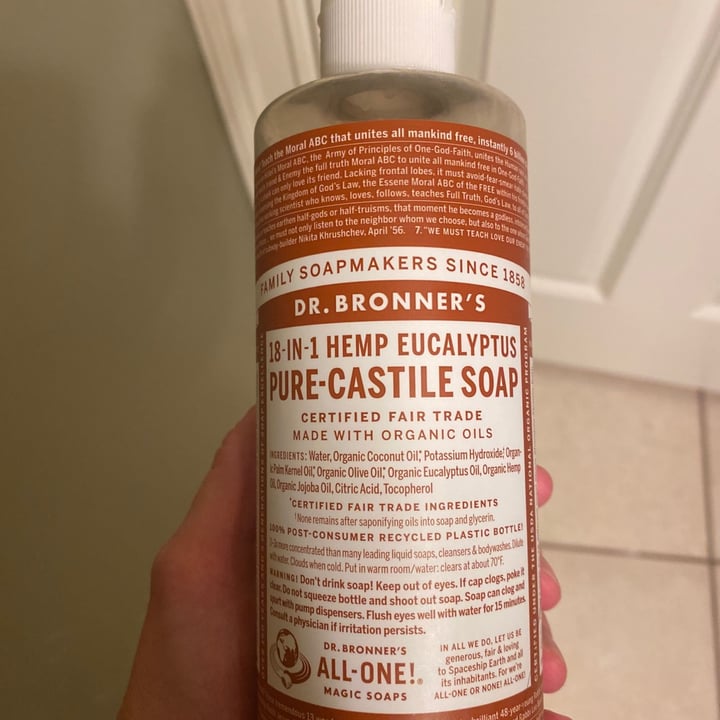 Dr. Bronner's Allone Hemp eucalyptus Pure Castile Soap Review abillion