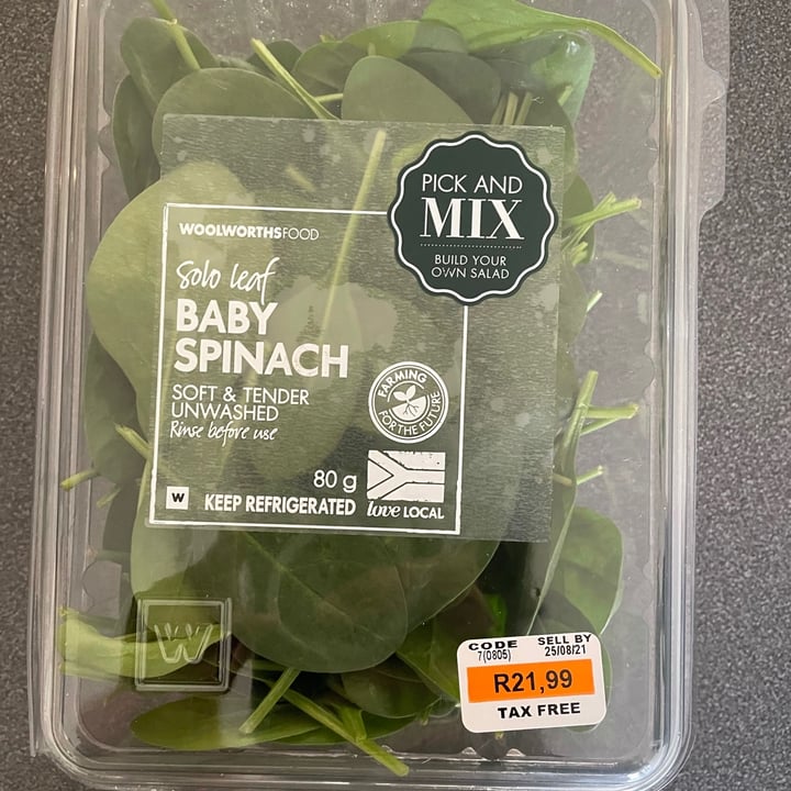 Woolworths Food Solo leaf baby spinach Review abillion