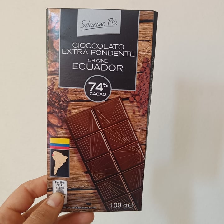 Selezione Più In's Cioccolato Extra Fondente 74%, Origine Ecuador 