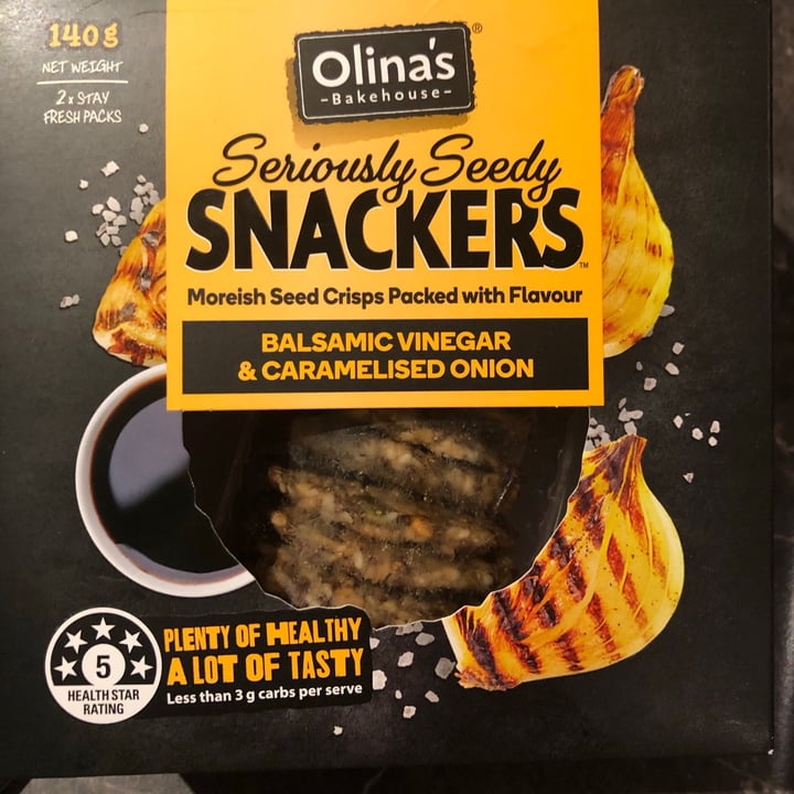 Olina’s bakehouse Balsamic vinegar and caramelised onion seed crisps